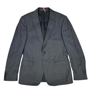 Z Zegna Wool Single-Breasted Blazer Jacket Gray Blue Check Size 40 R US